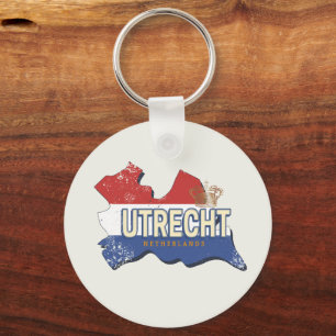 Utrecht Netherlands Map Dutch Vintage Souvenir Key Ring
