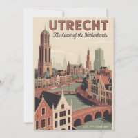 Utrecht Netherlands Retro Skyline Cityscape Travel