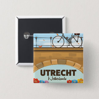 Utrecht Netherlands vacation poster. 15 Cm Square Badge