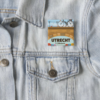 Utrecht Netherlands vacation poster. 15 Cm Square Badge