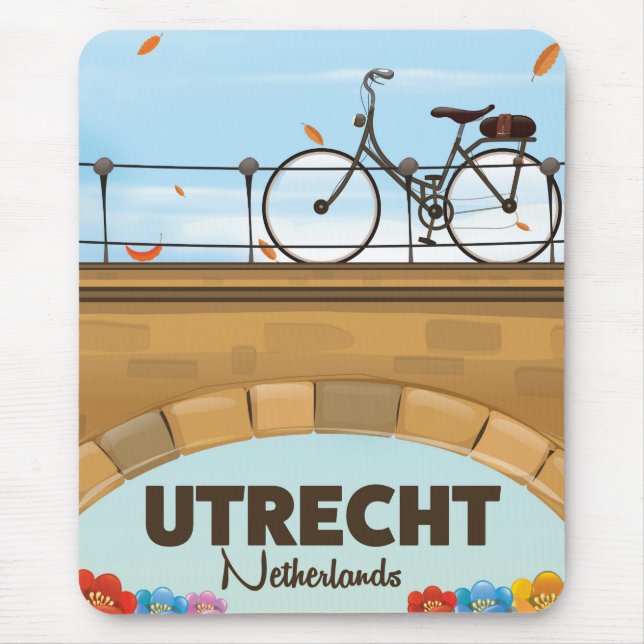 Utrecht Netherlands vacation poster. Mouse Mat (Front)