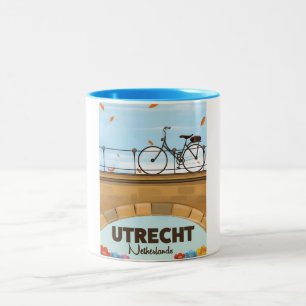 Utrecht Netherlands vacation poster. Two-Tone Coffee Mug