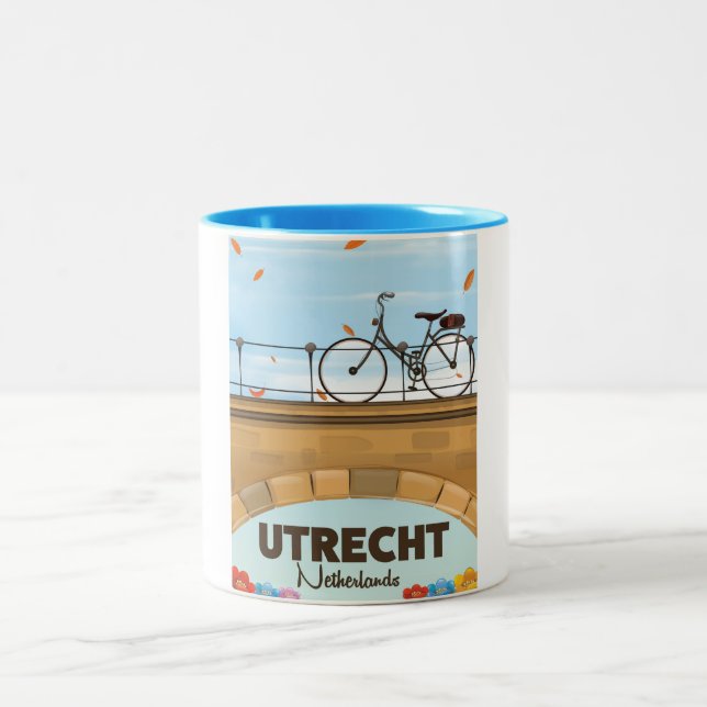 Utrecht Netherlands vacation poster. Two-Tone Coffee Mug (Center)