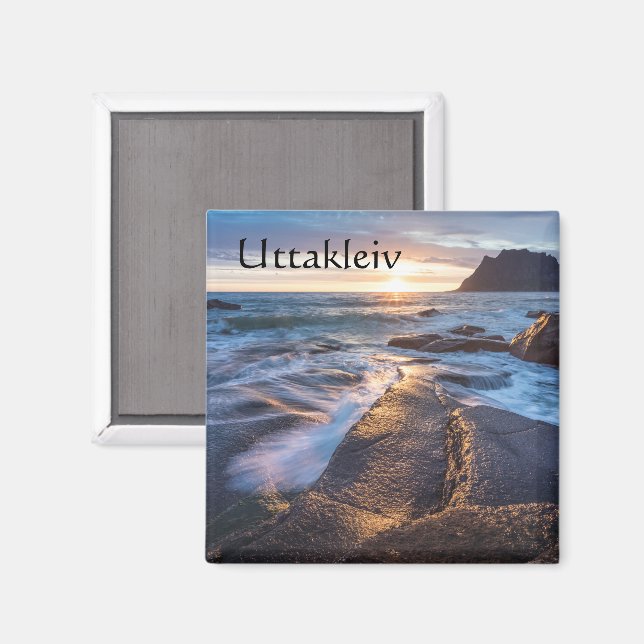 Uttakleiv Lofoten Souvenir Magnet (Front/Back)