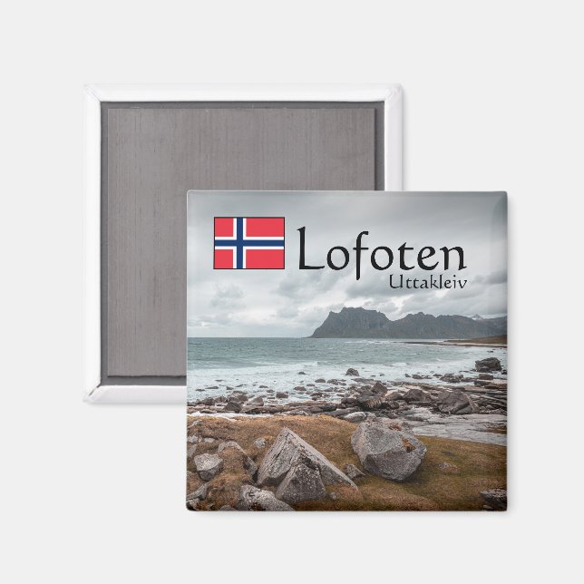 Uttakleiv Lofoten Souvenir Magnet (Front/Back)