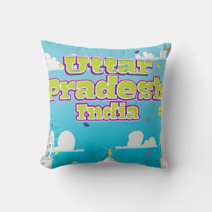 Uttar Pradesh Indian Travel poster. Cushion