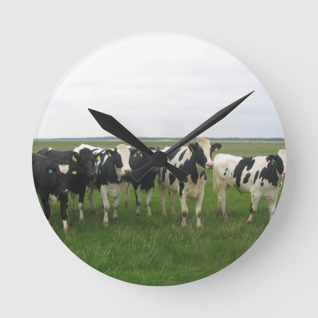 Utterly Delightful Cows! Round Clock (Front)