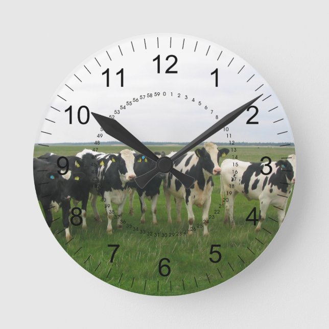 Utterly Delightful Cows! with Numbers Round Clock (Front)