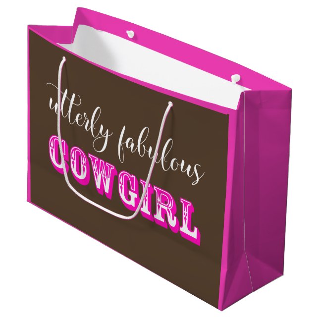 "Utterly Fabulous Cowgirl" Large Gift Bag (Front Angled)