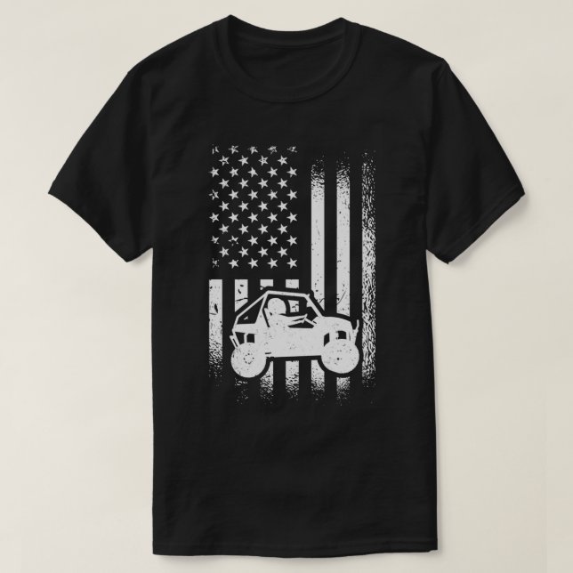UTV Driver, American Flag UTV SS SideBySide Pullov T-Shirt (Design Front)