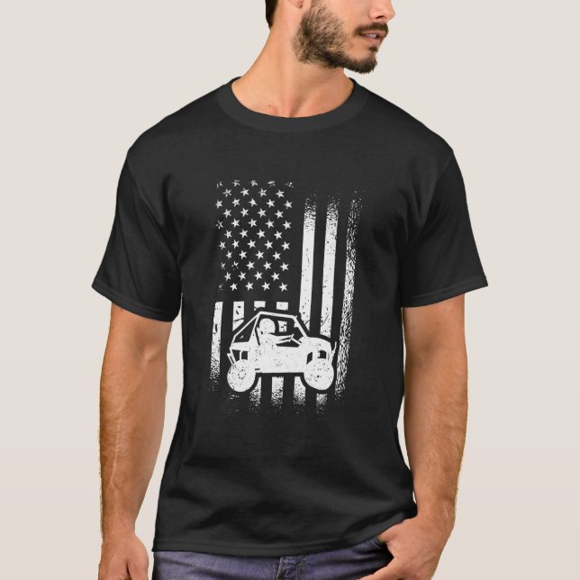 Utv Driver American Flag Utv Sxs Side-By-Side T-Shirt (Front)