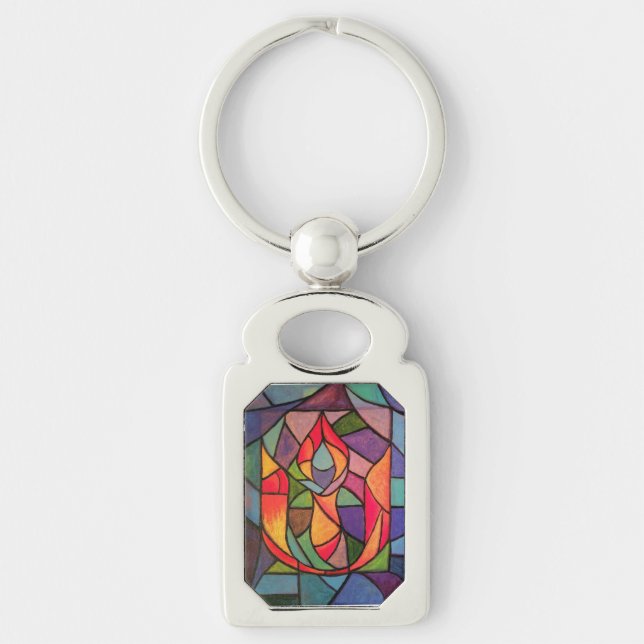 UU Flaming Chalice Artwork Keychain Unitarian (Front)