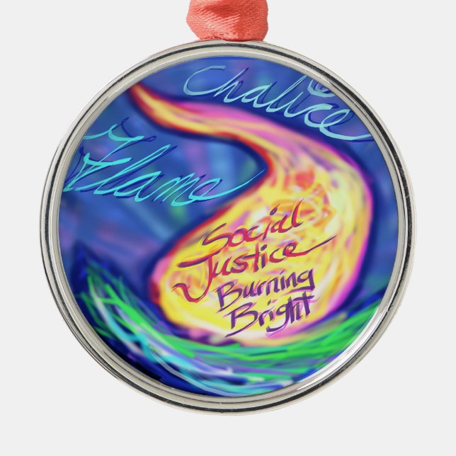 UU Flaming Chalice Metal Tree Decoration (Front)