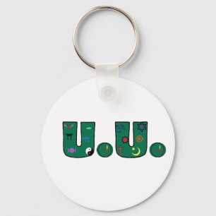UU Green Religious Symbols Key Ring