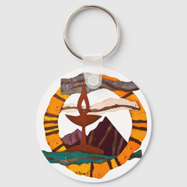 UUSS chalice, Unitarian Universalist, UU, chalice, Key Ring (Front)