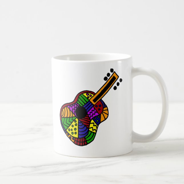 UV- Colourful Folk Art Guitar Design Coffee Mug (Right)