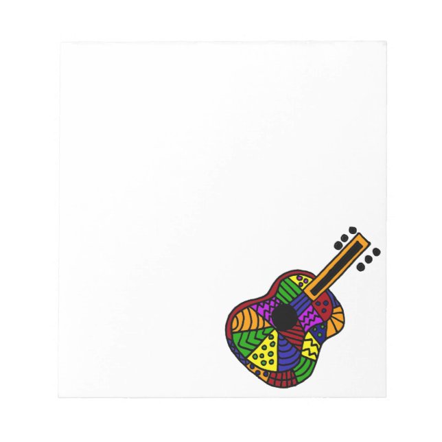 UV- Colourful Folk Art Guitar Design Notepad (Front)