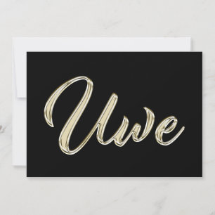Uwe Name white gold Handwriting Card