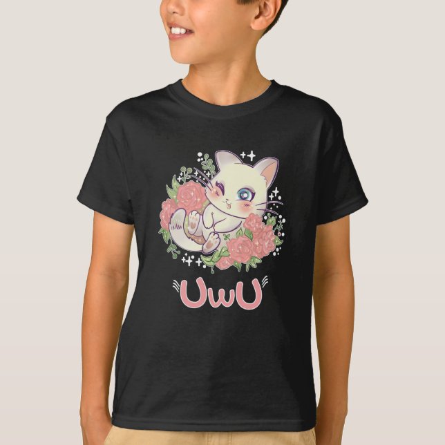 Uwu Cat Kwaii Cute Japan Anime T-Shirt (Front)