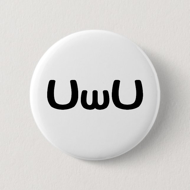 UwU Happy Anime Face Emoticon 6 Cm Round Badge (Front)