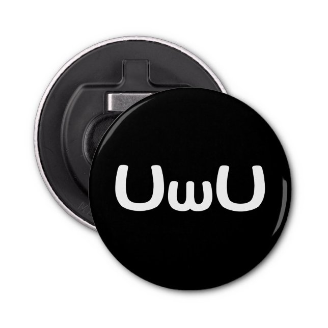 UwU Happy Anime Face Emoticon Bottle Opener (Front)
