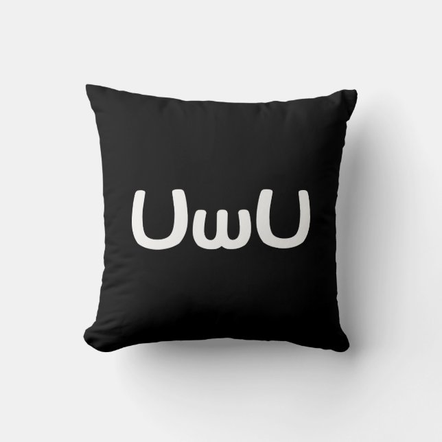 UwU Happy Anime Face Emoticon Cushion (Front)