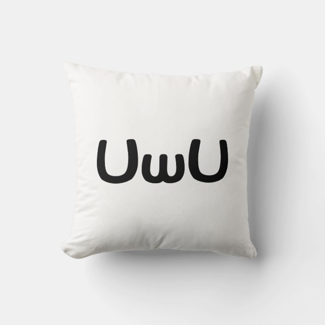 UwU Happy Anime Face Emoticon Cushion (Front)