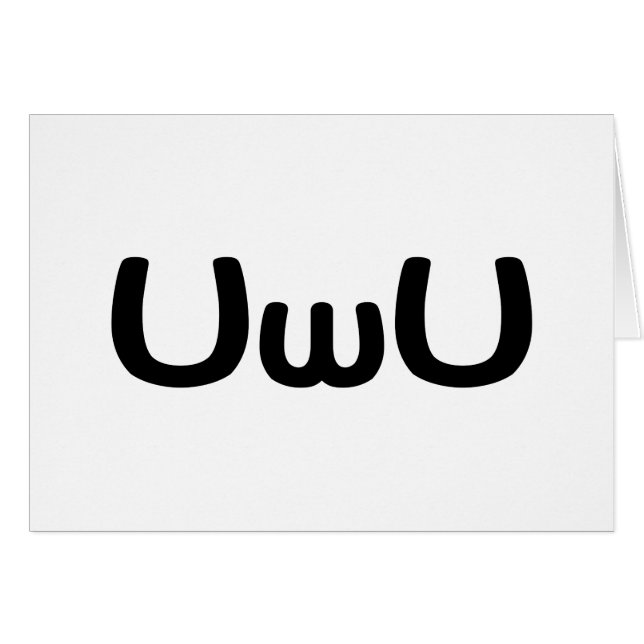 UwU Happy Anime Face Emoticon Greeting Card (Front Horizontal)