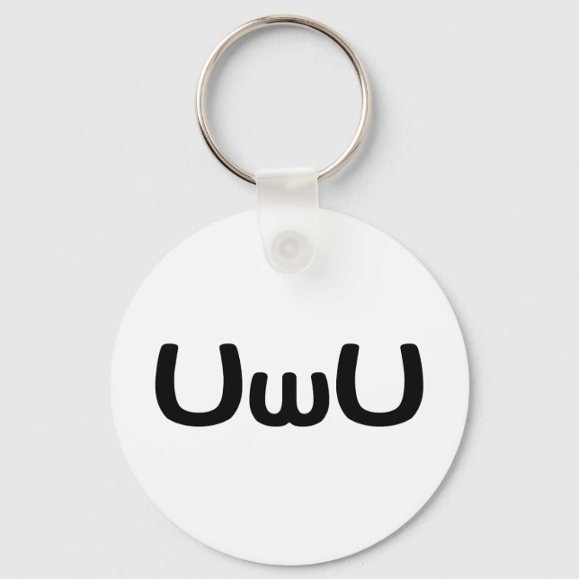 UwU Happy Anime Face Emoticon Key Ring (Front)
