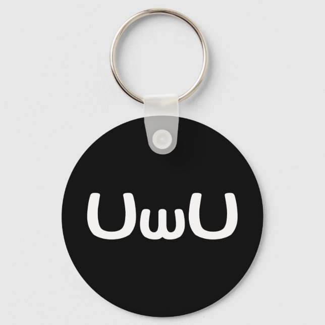 UwU Happy Anime Face Emoticon Key Ring (Front)