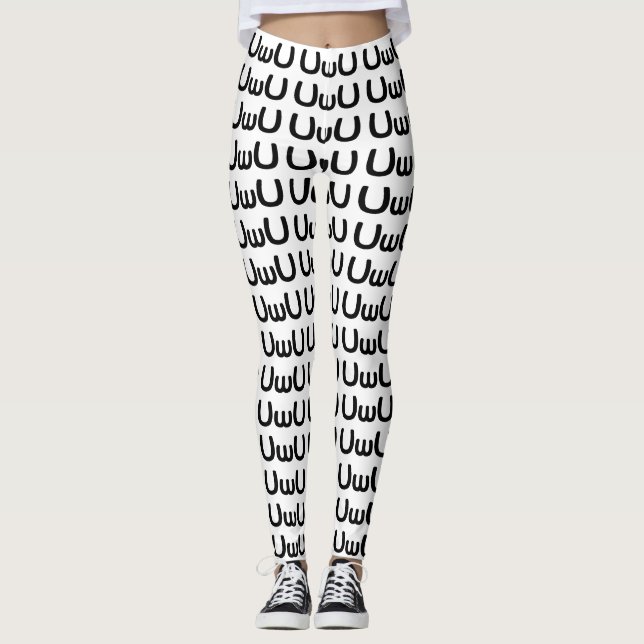 UwU Happy Anime Face Emoticon Leggings (Front)