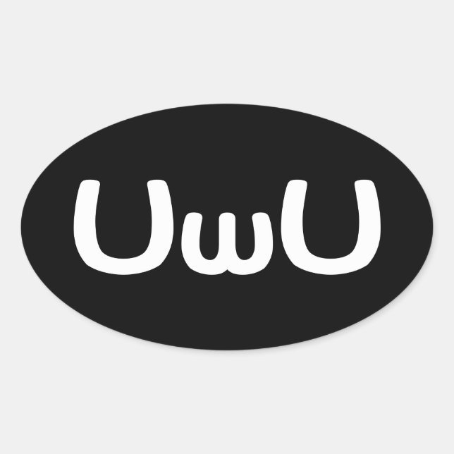 UwU Happy Anime Face Emoticon Oval Sticker (Front)