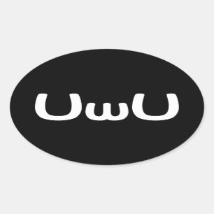 UwU Happy Anime Face Emoticon Oval Sticker