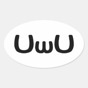 UwU Happy Anime Face Emoticon Oval Sticker