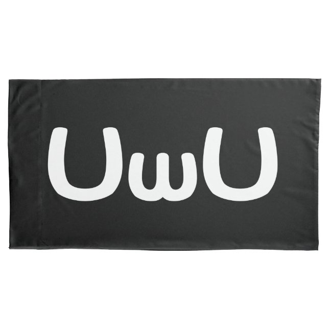 UwU Happy Anime Face Emoticon Pillowcase (Front-Left)