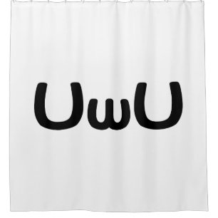 UwU Happy Anime Face Emoticon Shower Curtain