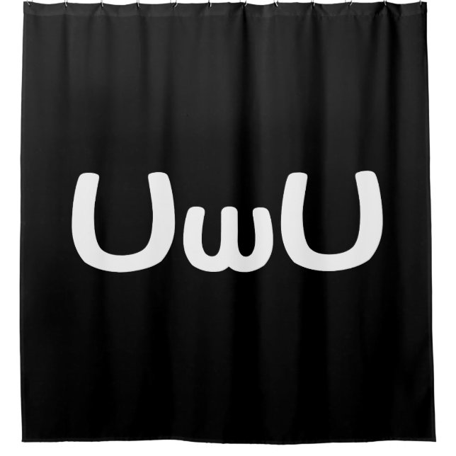 UwU Happy Anime Face Emoticon Shower Curtain (Front)