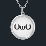 UwU Happy Anime Face Emoticon Silver Plated Necklace<br><div class="desc">UwU UwU UwU UwU UwU

Globe Trotters specialises in idiosyncratic imagery from around the globe. Here you will find unique Greeting Cards,  Postcards,  Posters,  Mousepads and more.</div>