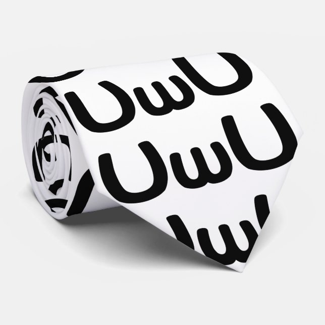 UwU Happy Anime Face Emoticon Tie (Rolled)