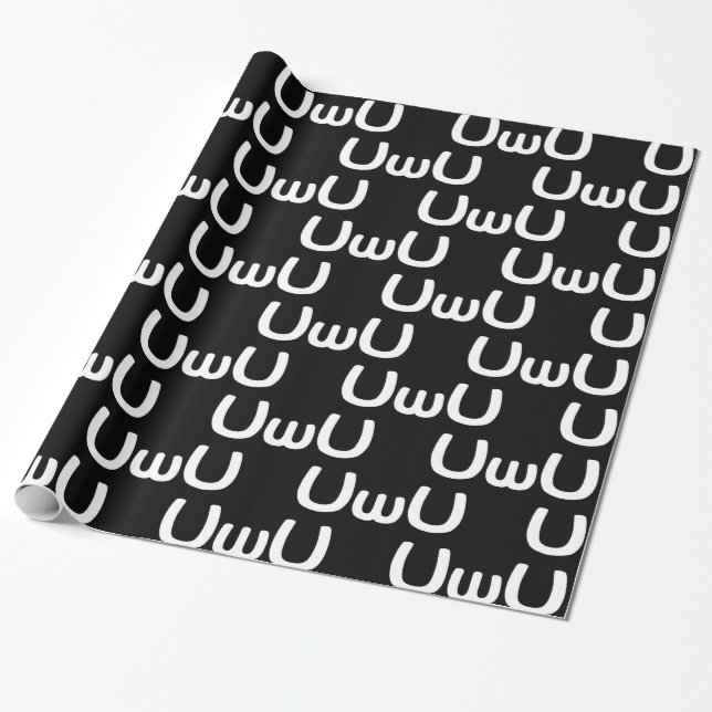 UwU Happy Anime Face Emoticon Wrapping Paper (Unrolled)