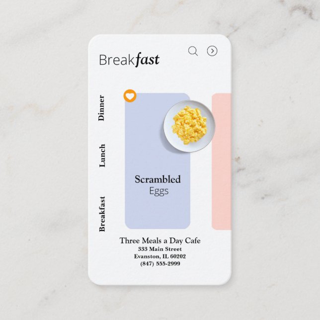 ux ui format restaurant business card (Front)
