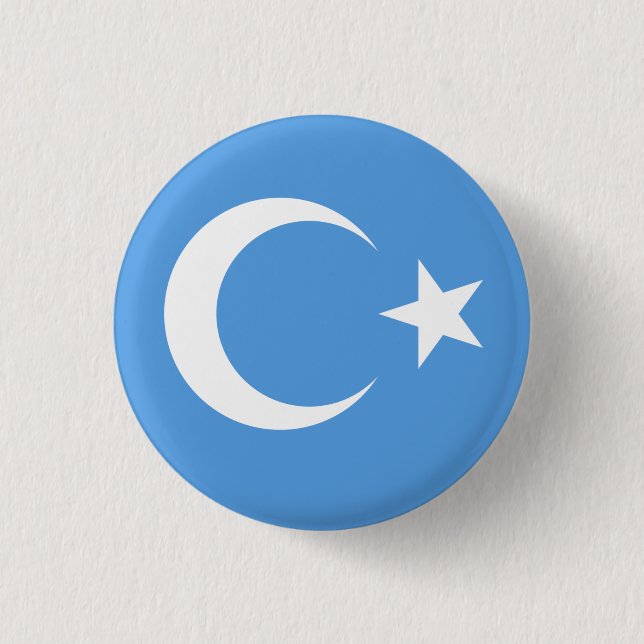 Uyghur/ East Turkestan Flag 3 Cm Round Badge (Front)