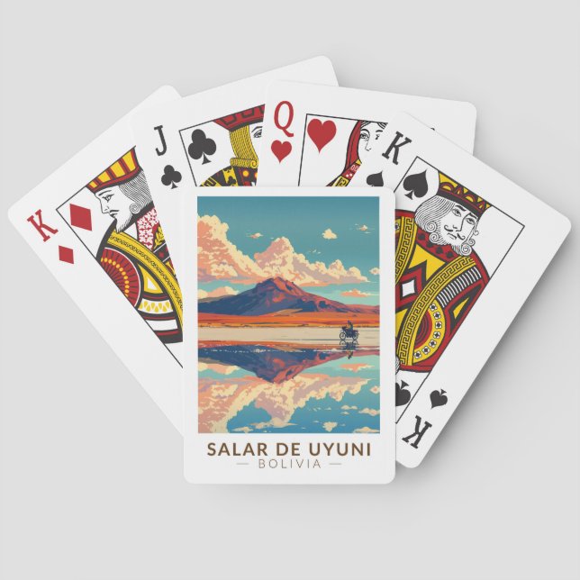 Uyuni Salt Flat Bolivia Motorcycle Travel Art Playing Cards (Back)