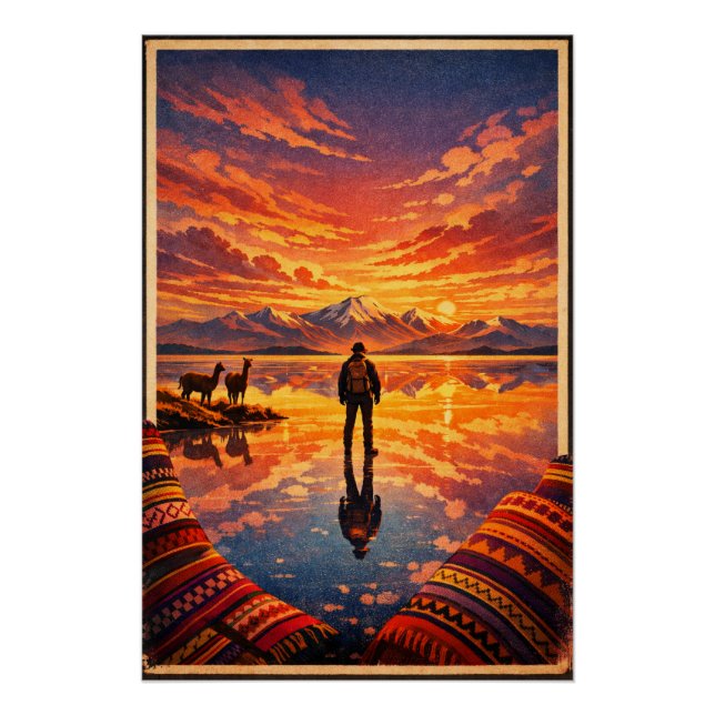 Uyuni Salt Flats in Bolivia Poster (Front)