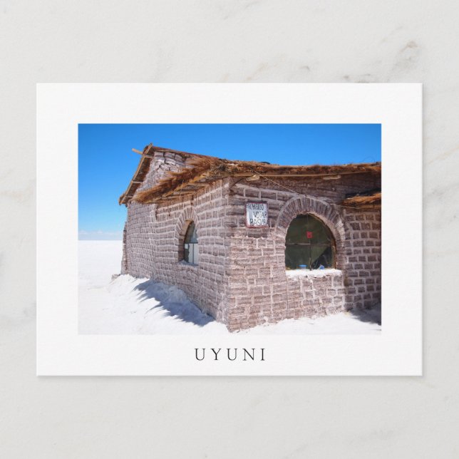 Uyuni salt hotel, white postcard (Front)