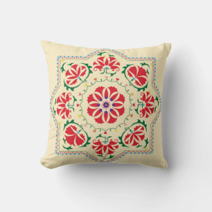 Uzbek ethnic vintage ornament suzanisuzani, fabric cushion