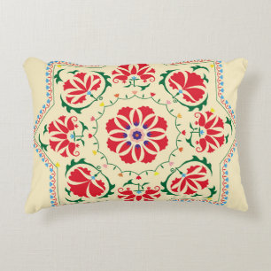Uzbek ethnic vintage ornament suzanisuzani, fabric decorative cushion