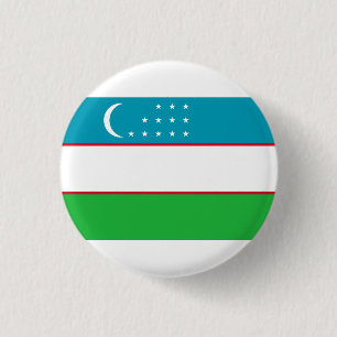 Uzbek Flag, Flag of Uzbekistan 3 Cm Round Badge