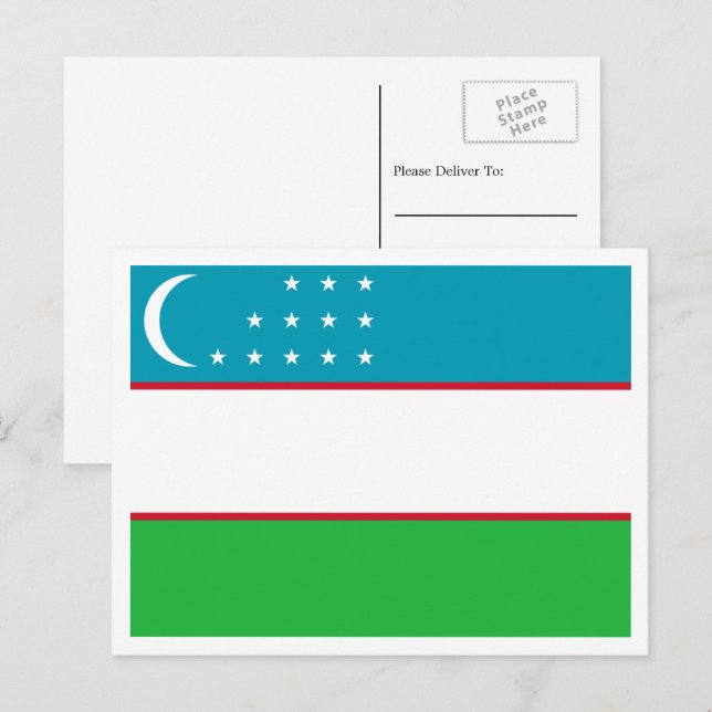 Uzbek Flag, Flag of Uzbekistan Postcard (Front/Back)