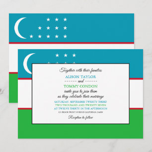 Uzbek Flag, Flag of Uzbekistan Wedding Invitation
